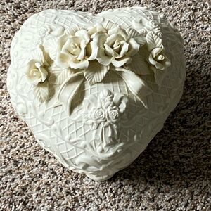 Floral Heart Shaped Box Large Ceramic